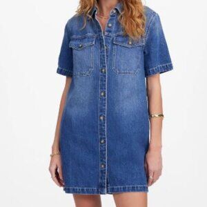 Madewell:  Boxy Denim Shirt Dress, Size Large, Medium Wash